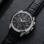Tissot Chronograph Men's Watch Black Dial Leather Strap