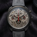 Men's Luxury Skeleton Automatic Style Chronograph Watch with Leather Strap