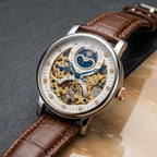 Luxury Skeleton Automatic Mechanical Watch for Men with Leather Strap