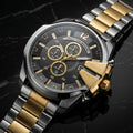 Men's Luxury Chronograph Analog Watch with Stainless Steel Strap