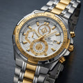 Men's Two-Tone Chronograph Analog Watch with Date Display