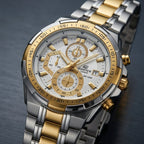 Men's Two-Tone Chronograph Analog Watch with Date Display