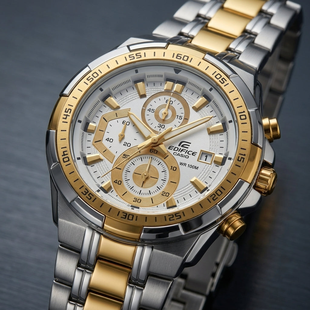 Men's Two-Tone Chronograph Analog Watch with Date Display