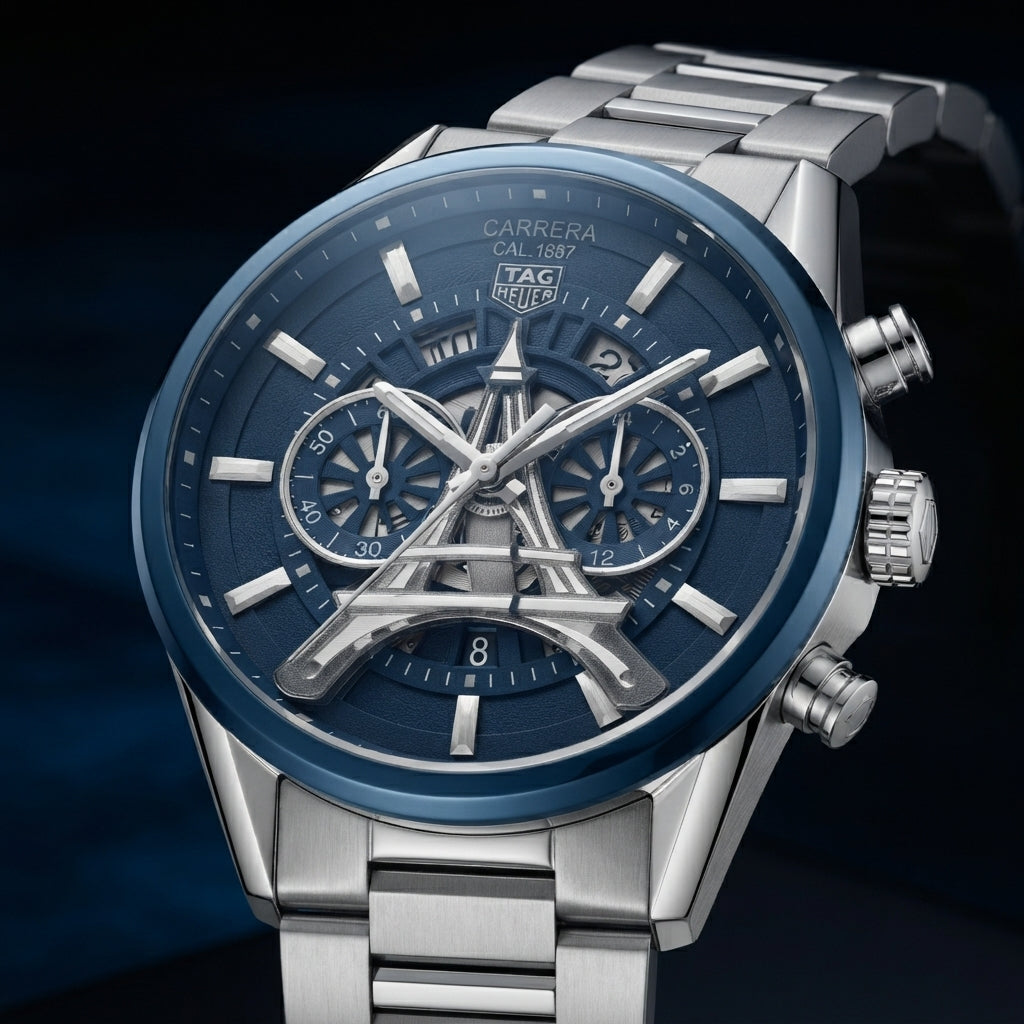 Luxury Blue Dial Chronograph Stainless Steel Men’s Watch