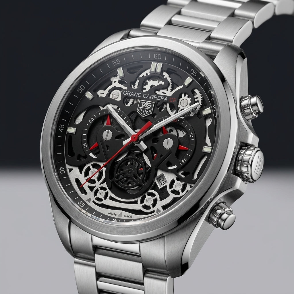 Men’s Luxury Skeleton Chronograph Stainless Steel Analog Watch