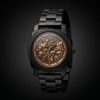 Men's Black Stainless Steel Skeleton Automatic Watch