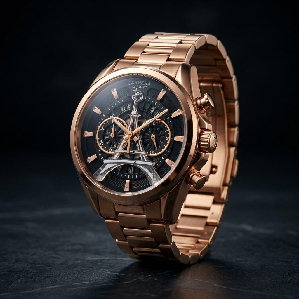 Luxury Rose Gold Chronograph Men's Analog Stainless Steel Watch | Premium Fashion Wrist Watch