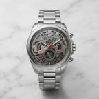 Men’s Luxury Skeleton Analog Watch with Stainless Steel Strap