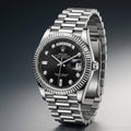 Luxury Silver Stainless Steel Automatic Day-Date Watch for Men