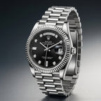 Luxury Silver Stainless Steel Automatic Day-Date Watch for Men