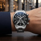 Luxury Men’s Silver Chronograph Stainless Steel Watch