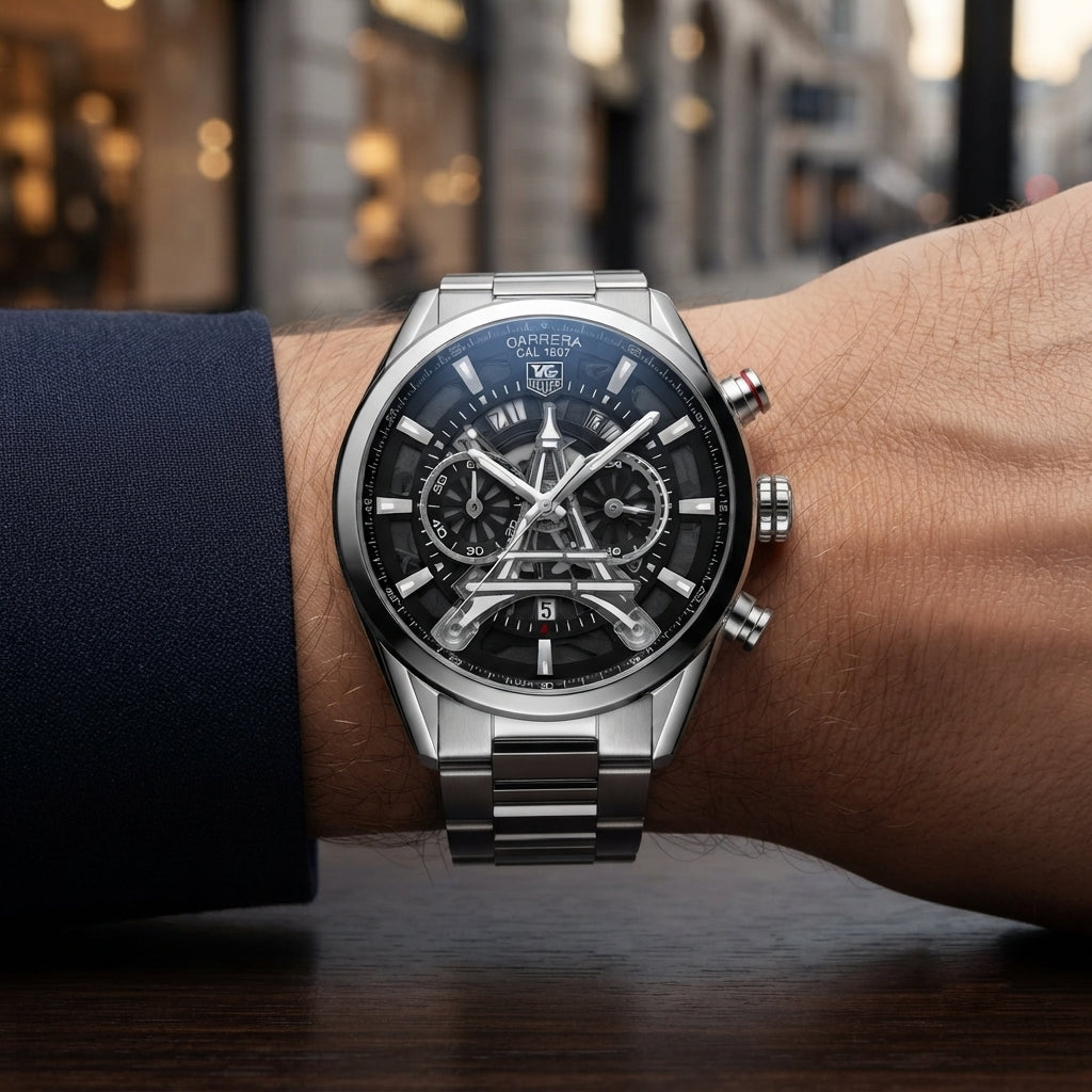 Luxury Men’s Silver Chronograph Stainless Steel Watch