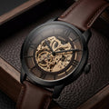 Fossil Men’s Automatic Skeleton Watch with Brown Leather Strap & Black Dial