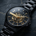 Armani Exchange Automatic Black Stainless Steel Skeleton Dial Watch for Men