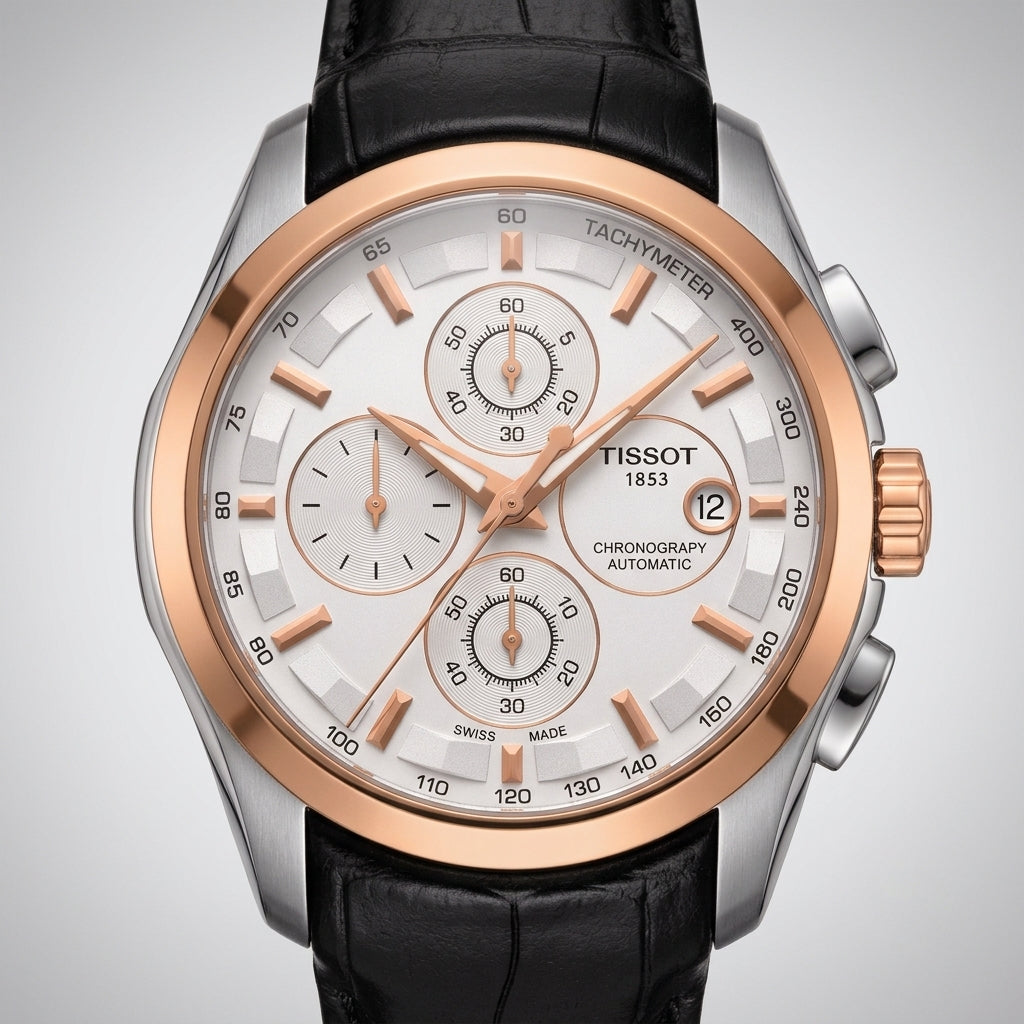 Tissot Chronograph Automatic Men’s Watch with Black Leather Strap