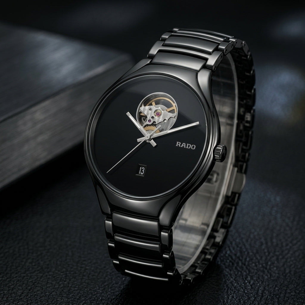 RADO Black Automatic Skeleton Watch for Men