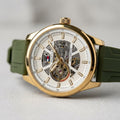 Men’s Green Silicone Strap Automatic Skeleton Watch – Gold Tone Case