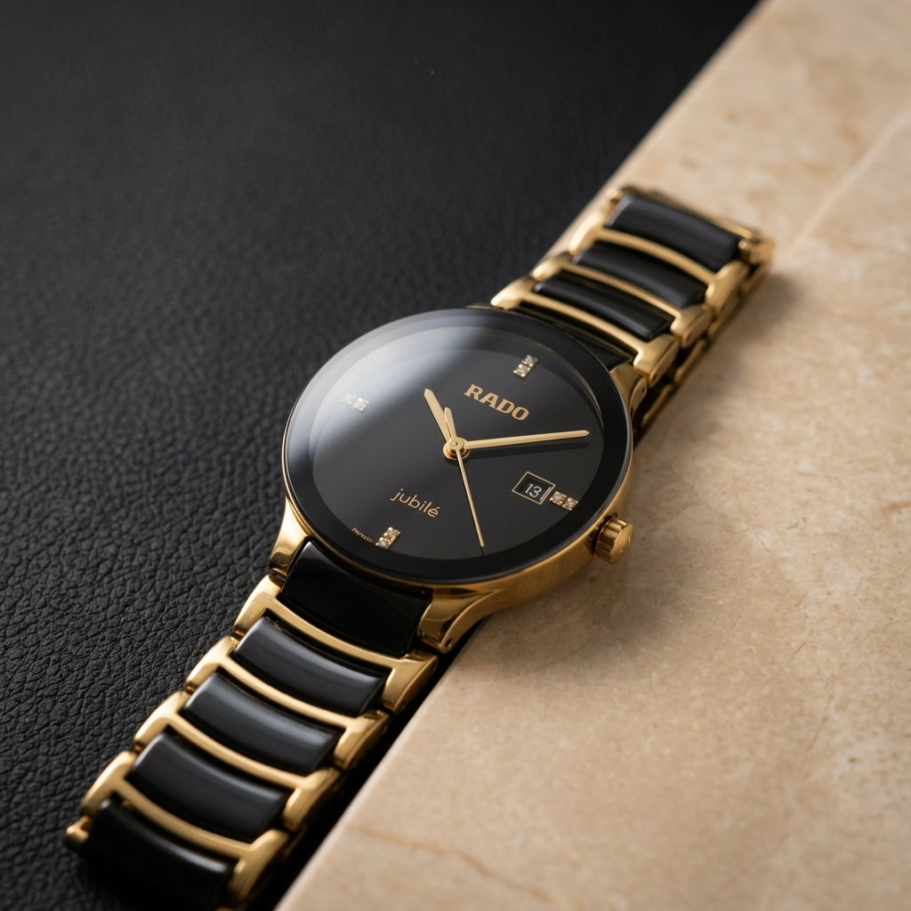 Elegant Black & Gold Analog Watch for Men | Luxury Classic Wrist Watch