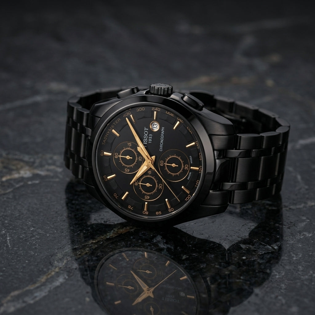 Black Chronograph Watch for Men – Stainless Steel Bracelet