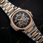 Luxury Skeleton Automatic Style Watch for Men – Rose Gold & Silver