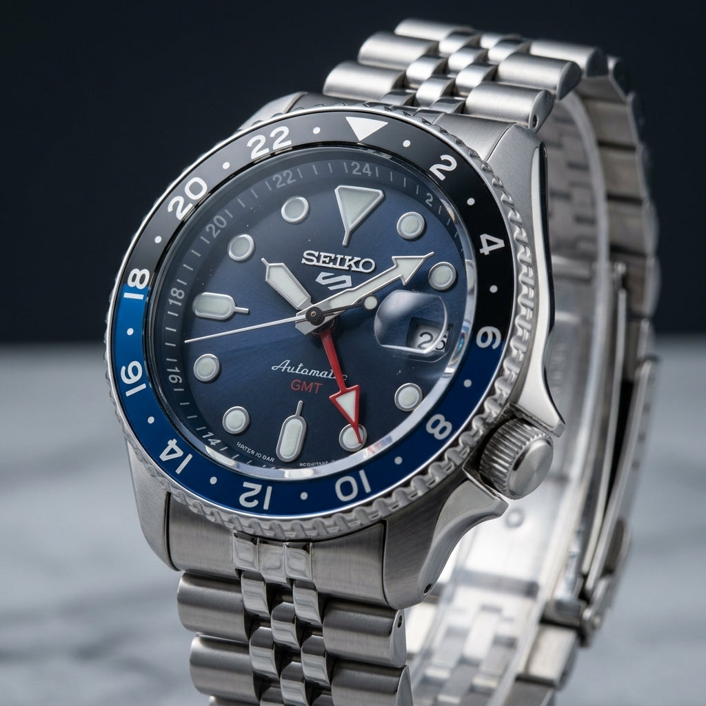 Seiko 5 Sports Automatic GMT Blue Dial Stainless Steel Watch
