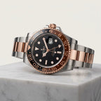 Luxury Two-Tone Rose Gold & Silver GMT Style Watch