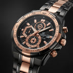 Men's Black Rose Gold Chronograph Stainless Steel Watch