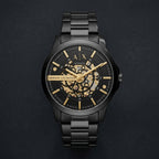 Armani Exchange Automatic Black Stainless Steel Skeleton Dial Watch for Men