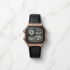 Casio Vintage Digital World Time Black Leather Strap Watch for Men
