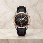 Tissot Men’s Chronograph Watch Black Dial Rose Gold Stainless Steel Case