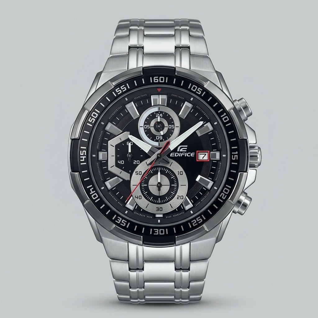 Men's Analog Chronograph Stainless Steel Black Dial Watch