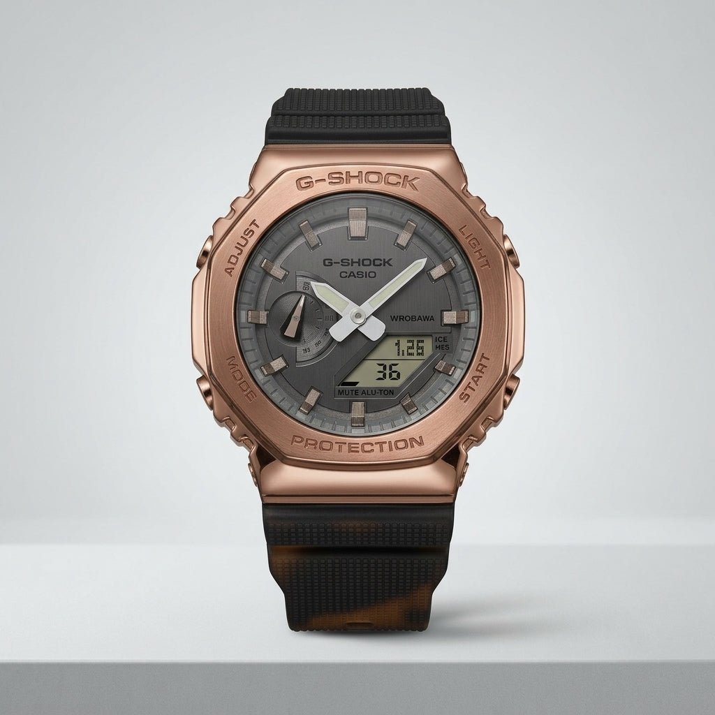 G-SHOCK Style Rose Gold Black Analog Digital Sports Watch