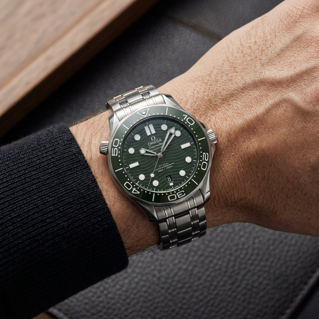 Luxury Green Dial Stainless Steel Analog Watch for Men