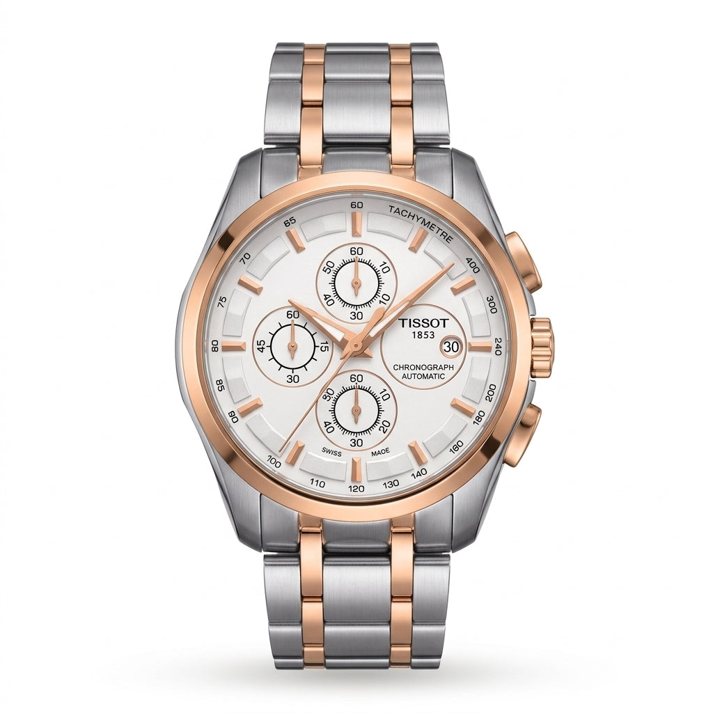 Tissot Chronograph Automatic Men’s Watch – Silver & Rose Gold Two-Tone