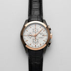 Tissot Automatic Chronograph Men’s Watch with Black Leather Strap & Rose Gold Case