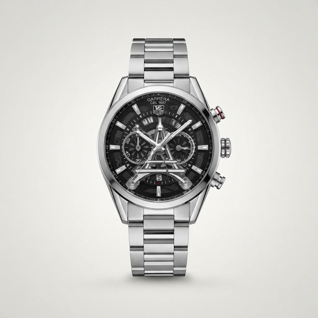 Luxury Men’s Silver Chronograph Stainless Steel Watch