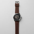 Tommy Hilfiger Men’s Automatic Skeleton Watch – Brown Silicone Strap
