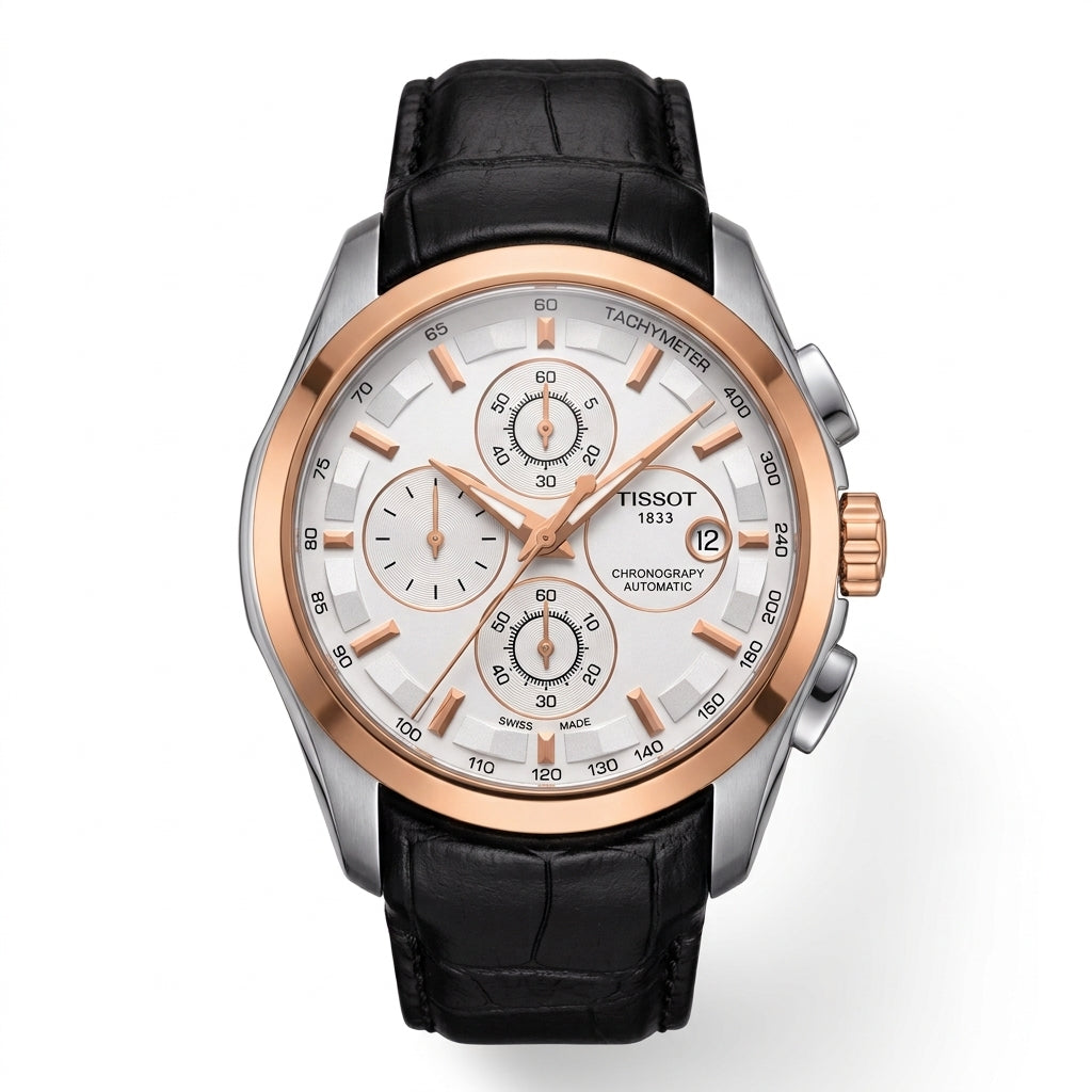 Tissot Chronograph Automatic Men’s Watch with Black Leather Strap