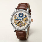 Luxury Skeleton Automatic Mechanical Watch for Men with Leather Strap