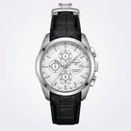 Men’s Swiss Automatic Chronograph Watch with Black Leather Strap