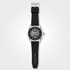 Tommy Hilfiger Automatic Skeleton Watch for Men – Black Silicone Strap