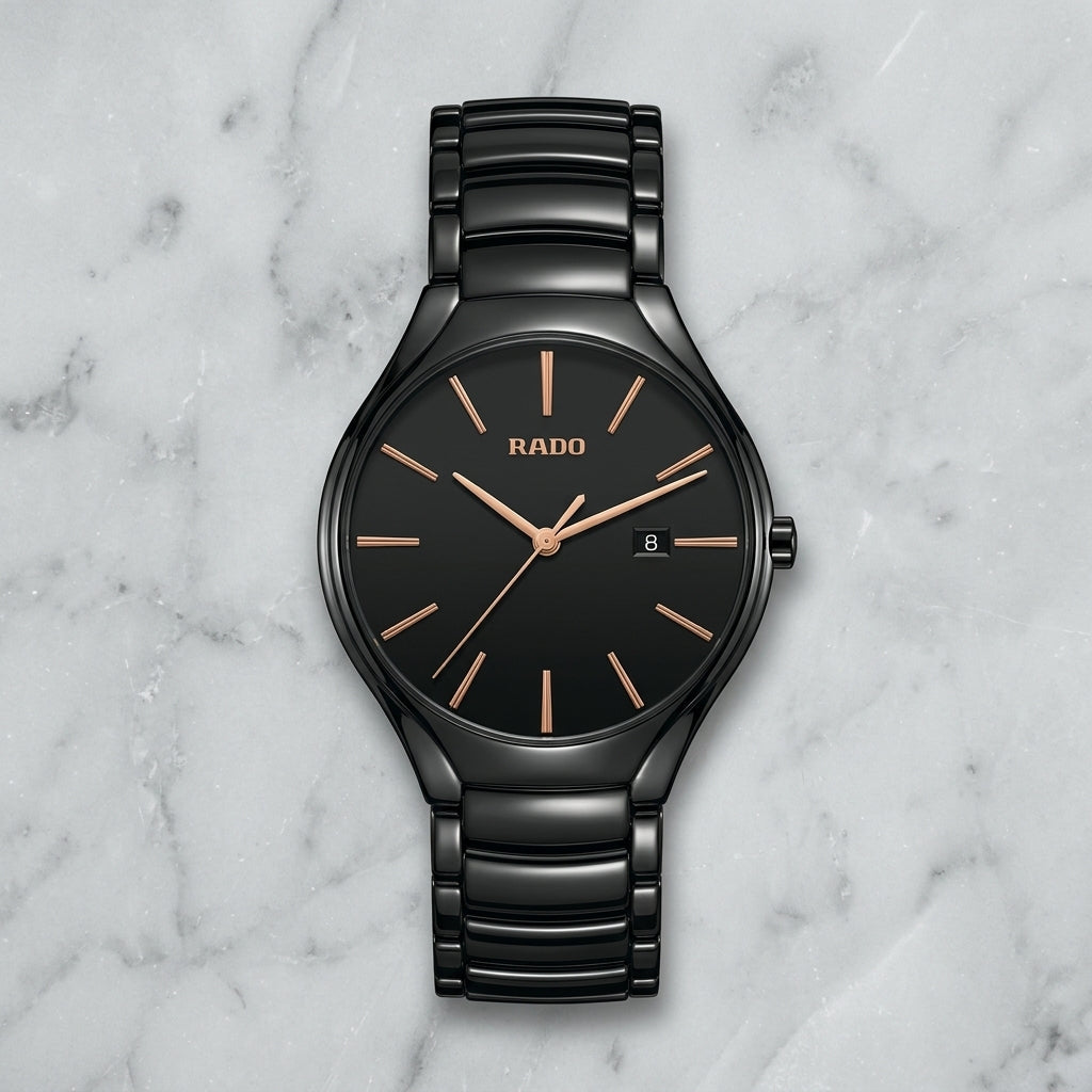 Black Ceramic Link Bracelet Watch for Men