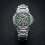 Men's Green Automatic Mechanical Skeleton Watch Stainless Steel Luxury Analog Wrist Watch