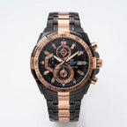 Men's Black Rose Gold Chronograph Stainless Steel Watch