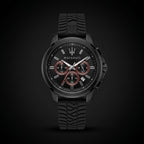 Maserati Men’s Black Analog Chronograph Watch with Silicone Strap