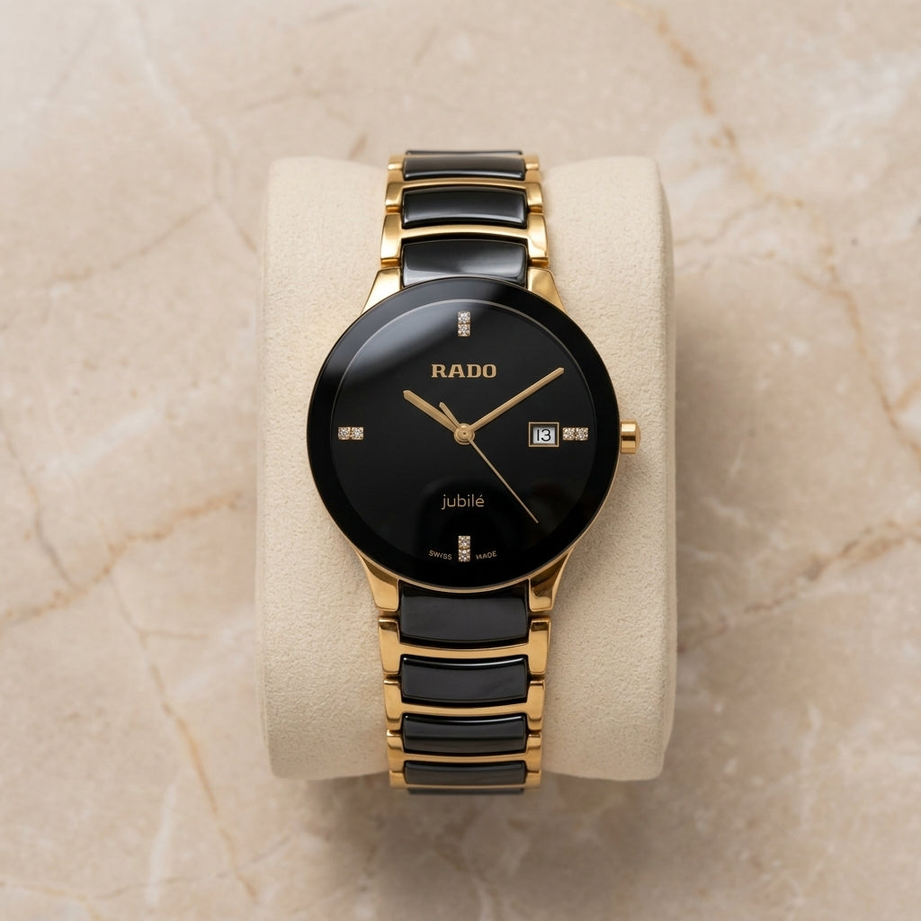 Elegant Black & Gold Analog Watch for Men | Luxury Classic Wrist Watch