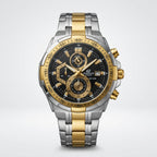 Men's Luxury Chronograph Analog Watch with Stainless Steel Bracelet | Black Gold