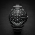 Men's Black Chronograph Analog Watch with Stainless Steel Bracelet & Date Display