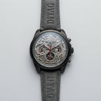 Men's Luxury Skeleton Automatic Style Chronograph Watch with Leather Strap