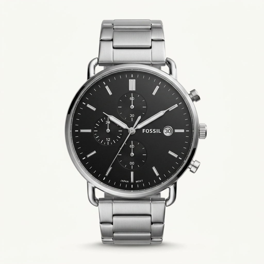 Fossil Black Dial Chronograph Stainless Steel Watch